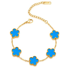 Clover Leaf Petals Plated Stainless Steel Necklace