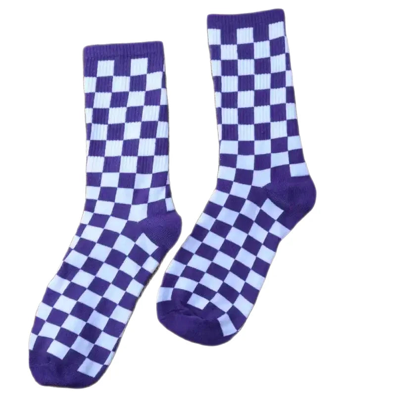 Hip Hop Style Cotton Socks With Colorful Geometric Design