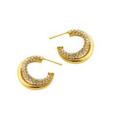 Glitter Stainless Steel Plated Open Hoop Earring