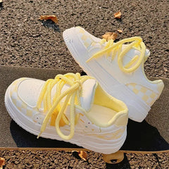 Pastel Chunky Lace Sneaker White Yellow Pink
