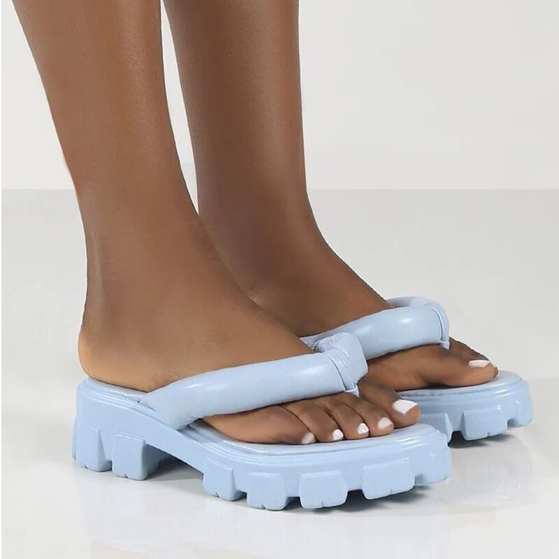 Chunky Platform Thick Sole Sandals - Sky Blue / 36