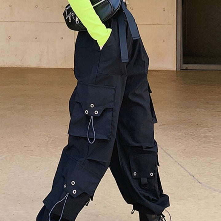 Solid Color Gothic Cargo Pants