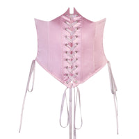 Thumbnail for Corset Long Puff Sleeve Dress - Belt-Pink / S - Mini