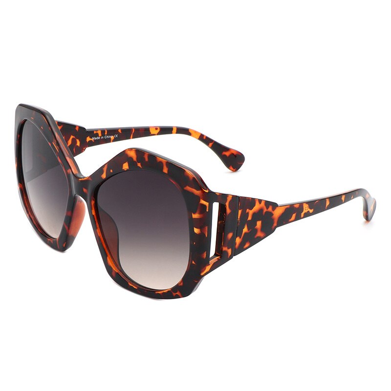 Vintage Irregular Colorful Oversized Sunglasses - Leopard /
