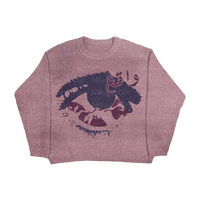 Thumbnail for Deep Eyes Harajuku Loose Sweater - Pink / S