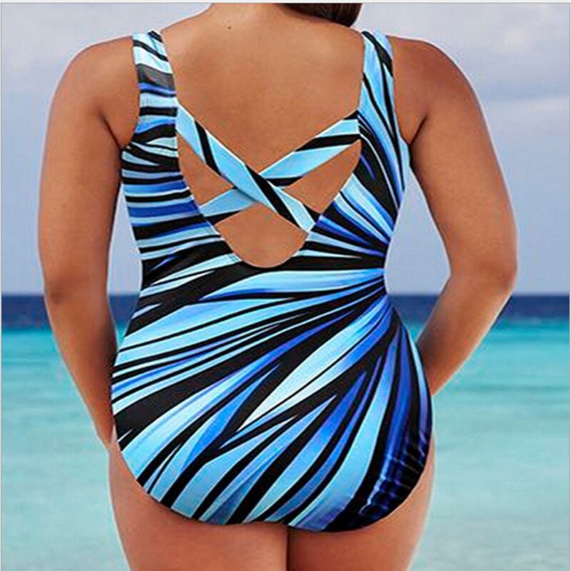 Colorful Plus Sizes One Piece Beachwear Swimsuit - Swimwear