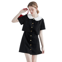 Thumbnail for Chic Black Short Sleeve Shirt Dress