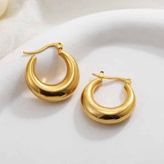 Vintage Thick Plated Stainless Steel Chunky Hoop Earrings