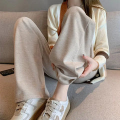 Elastic Waist Straight Long Wide Leg Sweatpants