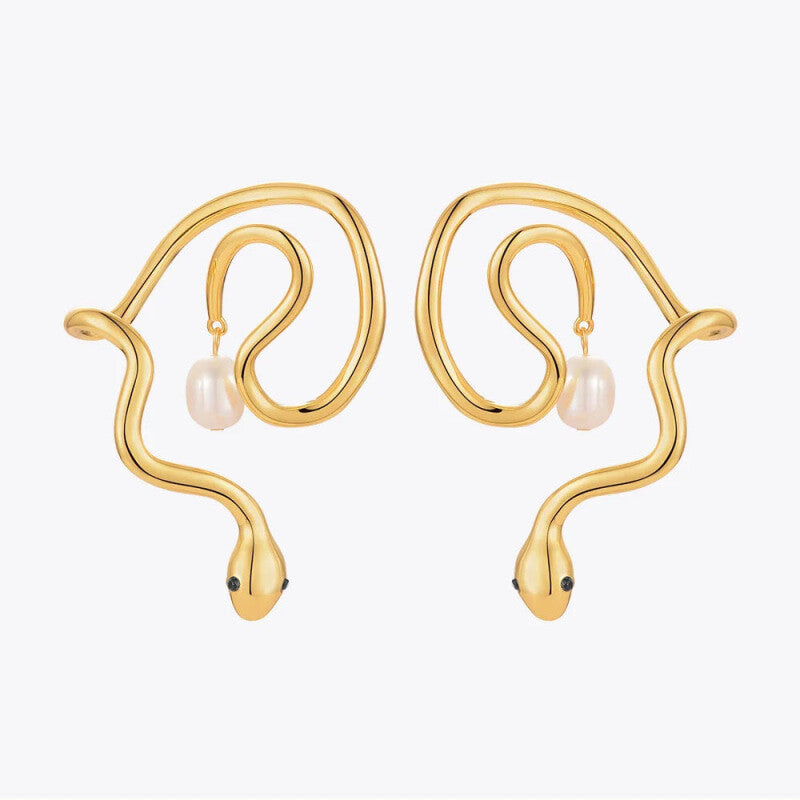 Snake Pearl Ear Cuff Earrings