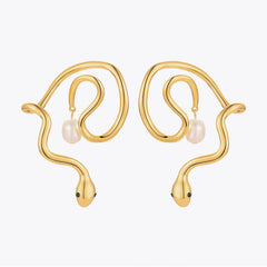 Snake Pearl Ear Cuff Earrings