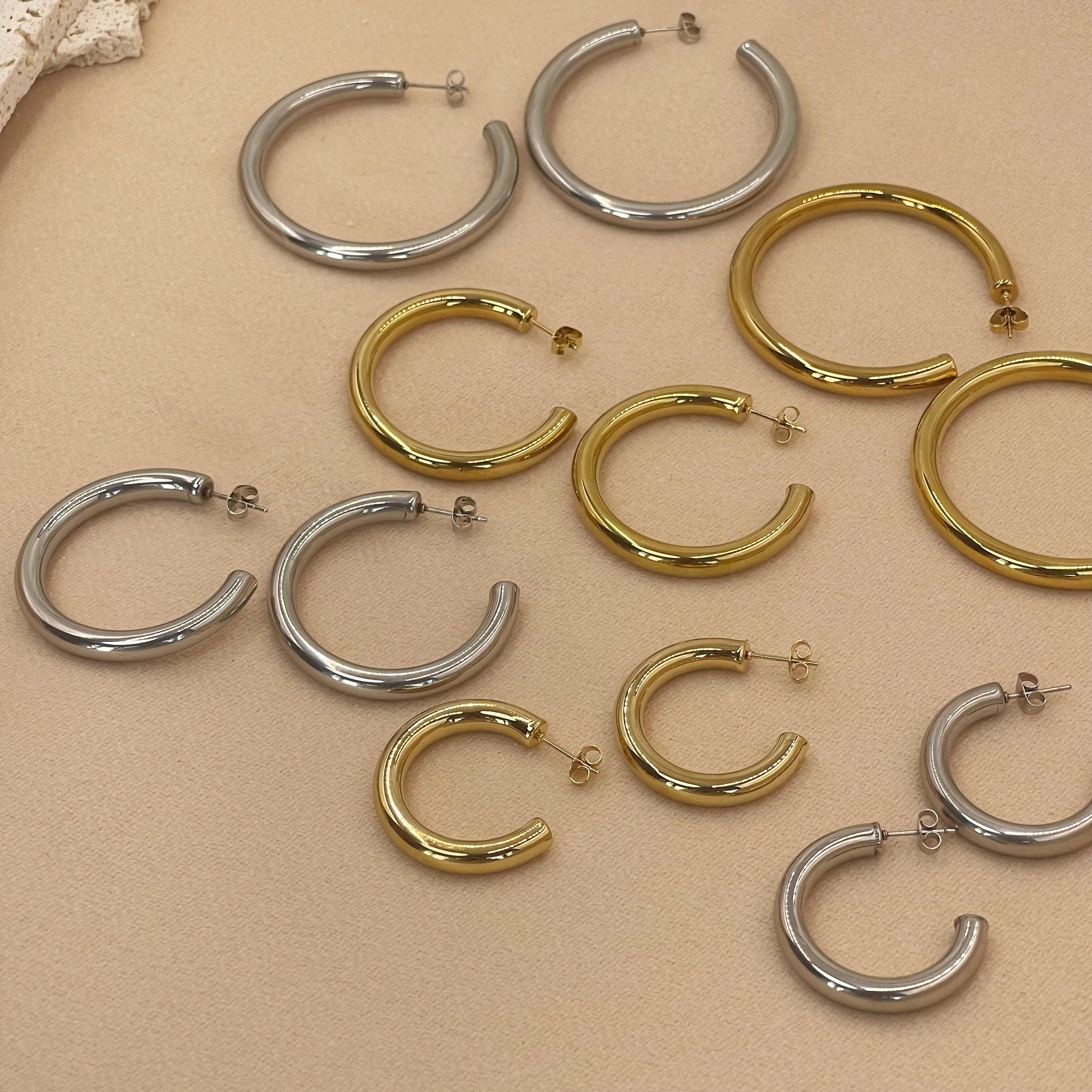 Stainless Steel Ear Buckle Open Hoop Earrings