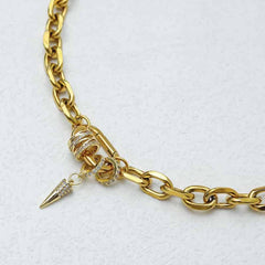 Pendulums Rhinestone Stainless Steel Chain Plated Choker