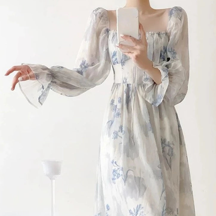 Vintage Elegant Floral Midi Dress