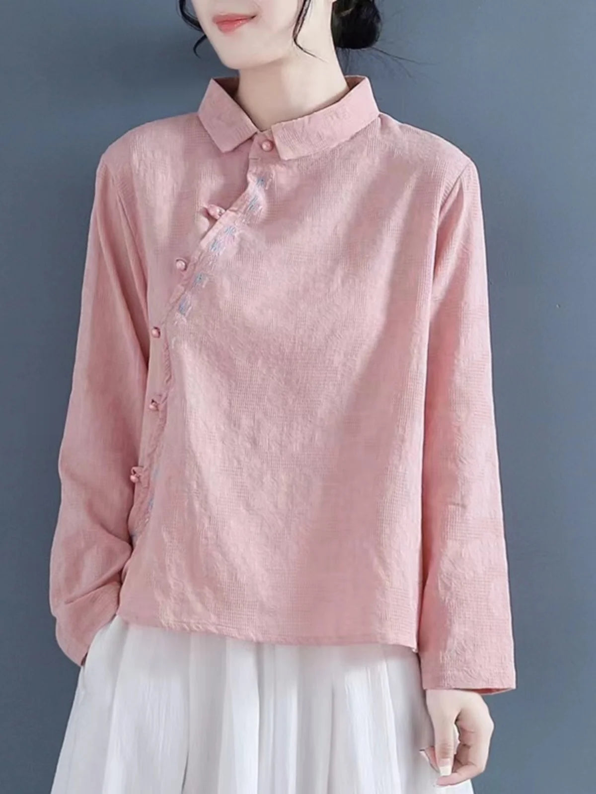 Tang Suit Wear Shirts Chinese Style Cotton And Linen Hanfu Top - view 3