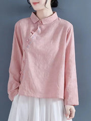 Tang Suit Wear Shirts Chinese Style Cotton And Linen Hanfu Top - view 3