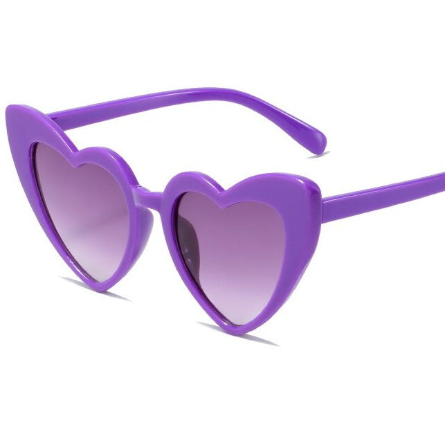 Heart Shape Sunglasses Glitter Frame Sun Shades - Purple /