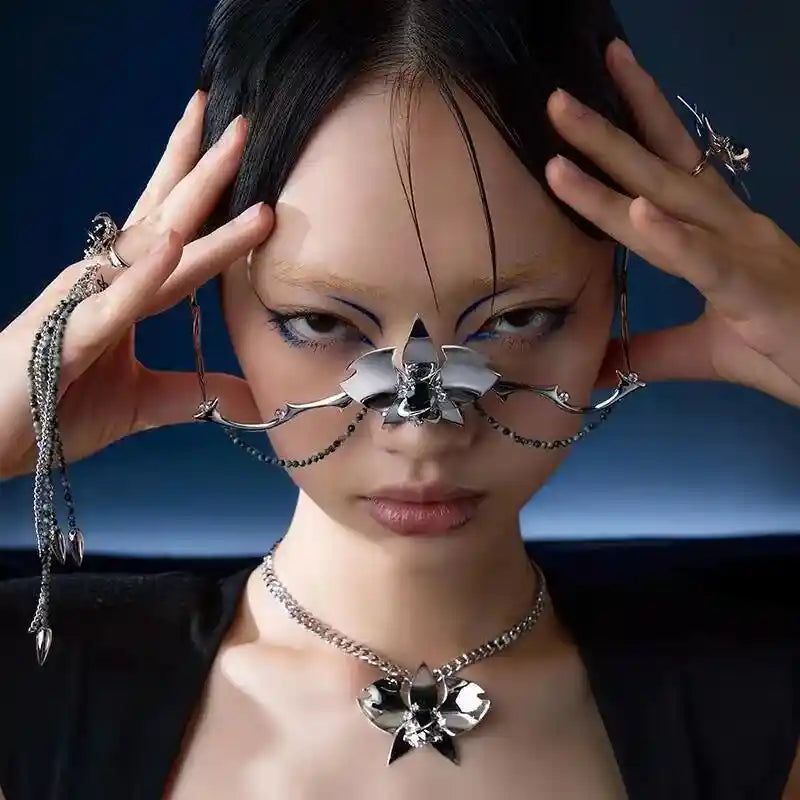 Simple Three-Dimensional Cyberpunk Nose Chain For Face