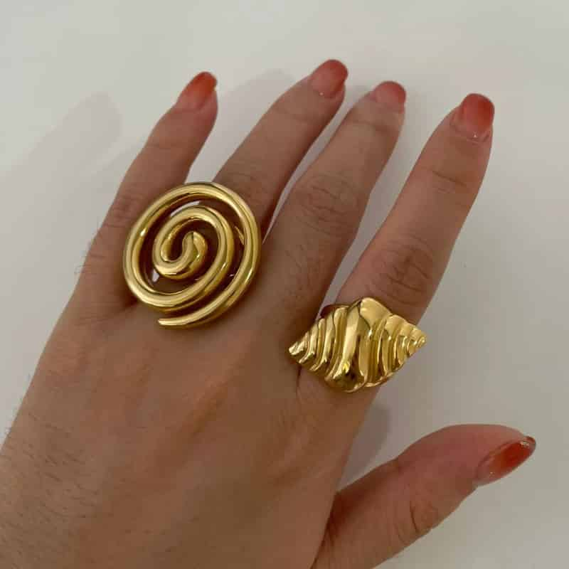 Aesthetic Conch Spiral Stainless Steel Chunky Ring