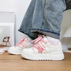 Pastel Chunky Lace Sneaker White Yellow Pink