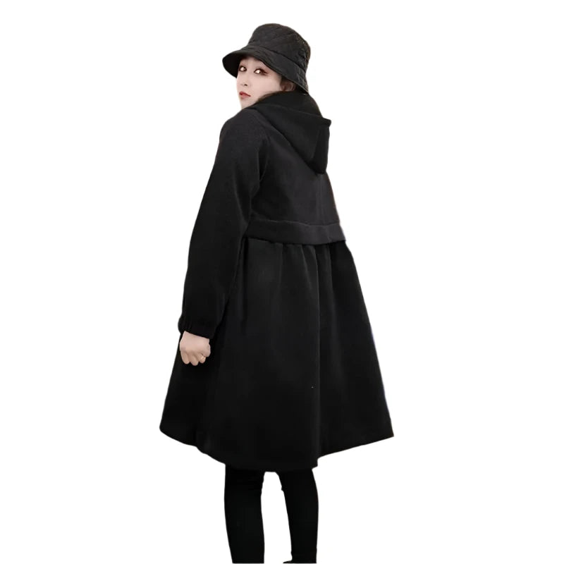 Long Loose Pocket Corduroy Hooded Thick Coat