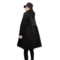 Long Loose Pocket Corduroy Hooded Thick Coat