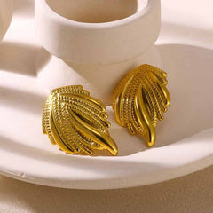 Leaf Heart Spiral Stainless Steel Weave Irregular Stud Earrings