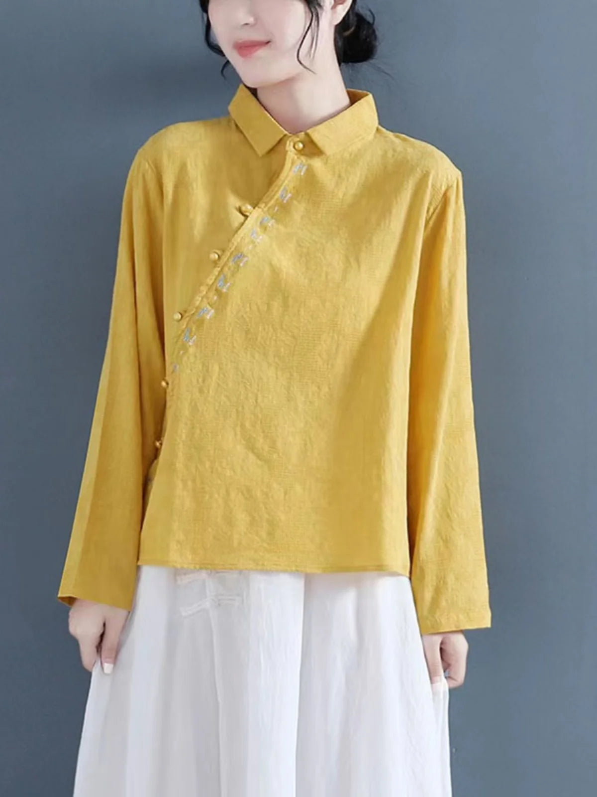 Tang Suit Wear Shirts Chinese Style Cotton And Linen Hanfu Top - view 4