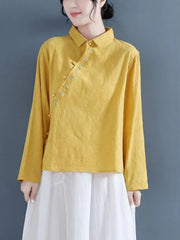Tang Suit Wear Shirts Chinese Style Cotton And Linen Hanfu Top - view 4