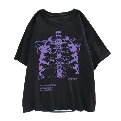Skelett-Brust-Grunge-Ästhetisches T-Shirt