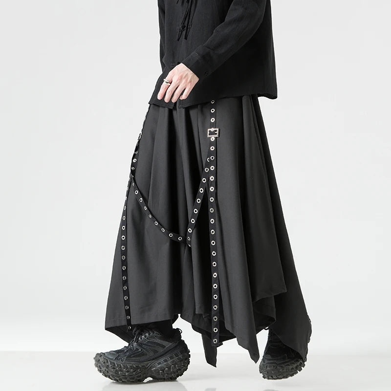Harajuku Japandi Wide Leg Linen Cotton Trousers - Front View | Urban Wear Outsiders