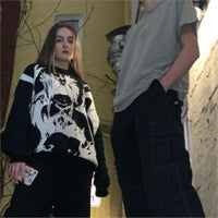Thumbnail for Gothic Printed Loose Knitted Sweater