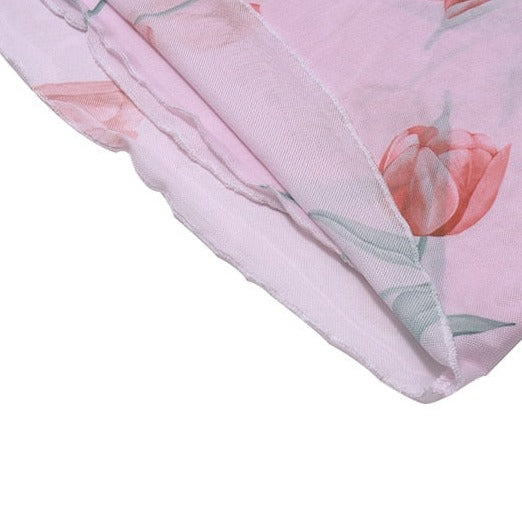 Y2K Floral Strapless Mesh Ruched Top High Waist Skirt Set -