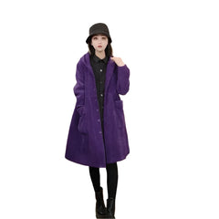 Long Loose Pocket Corduroy Hooded Thick Coat