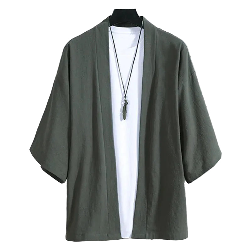 Harajuku Japandi Kimono Haori Noragi Linen Cotton Kimono Jacket (Shirt) V20 - Detail | Urban Wear Outsiders