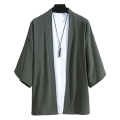 Harajuku Japandi Kimono Haori Noragi Linen Cotton Kimono Jacket (Shirt) V20 - Detail | Urban Wear Outsiders