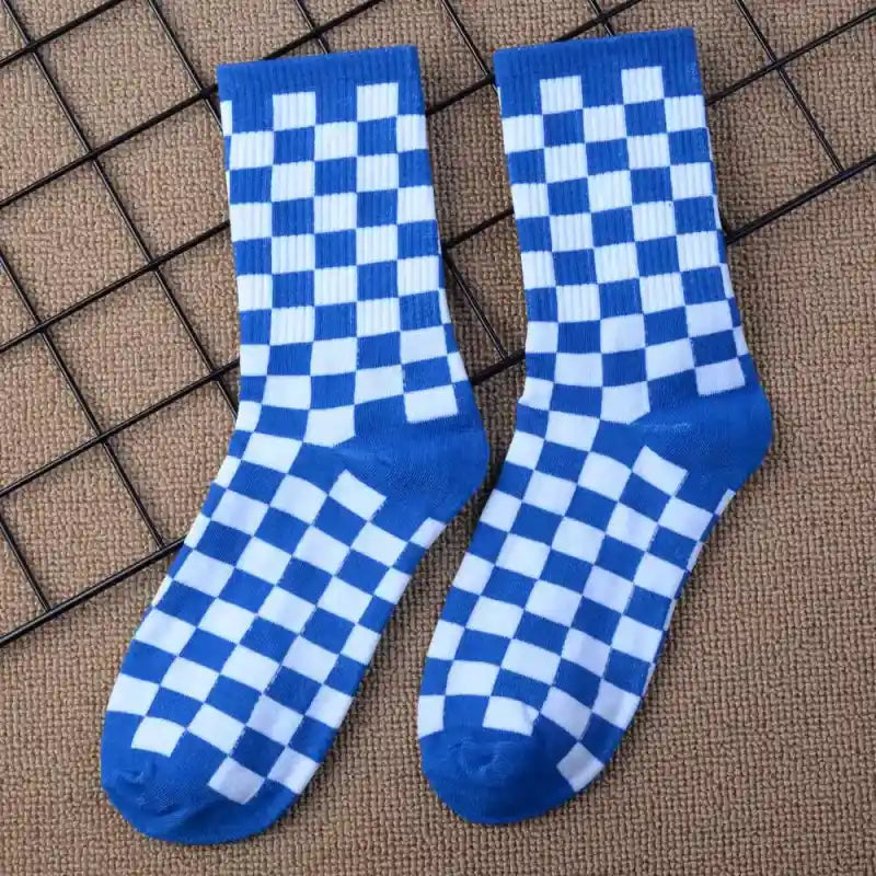 Hip Hop Style Cotton Socks With Colorful Geometric Design