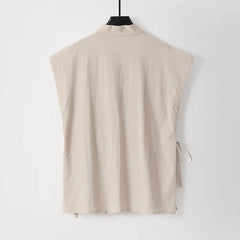 Chinese Traditional Clothes Cotton Linen Tank Tops Sleeveless Kimono Hanfu - view 4