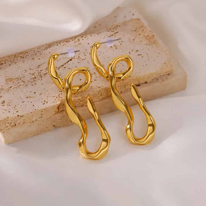 Stainless Steel Irregular Face Shaped Stud Earrings