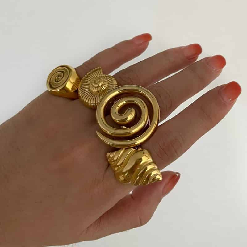 Aesthetic Conch Spiral Stainless Steel Chunky Ring