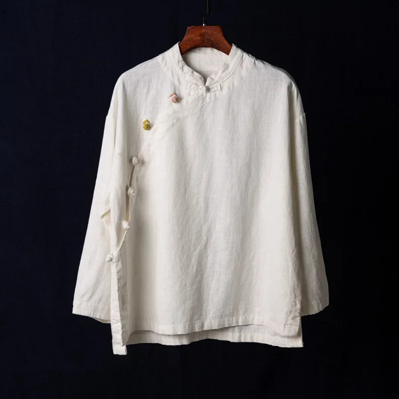 Chinese Style Tang Suit Traditional Clothes Ethnic Long Sleeve Hanfu Linen - view 8
