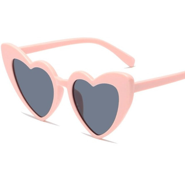 Heart Shape Sunglasses Glitter Frame Sun Shades - Light Pink