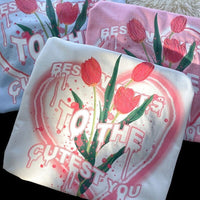 Thumbnail for Flower Letter Print Loose T-Shirt