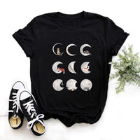 Thumbnail for Phase Moon Planet Print T Shirt - White / S - T-Shirt
