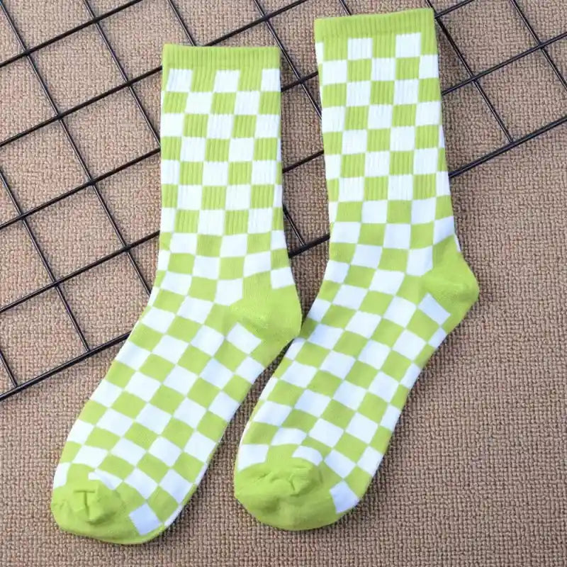 Hip Hop Style Cotton Socks With Colorful Geometric Design