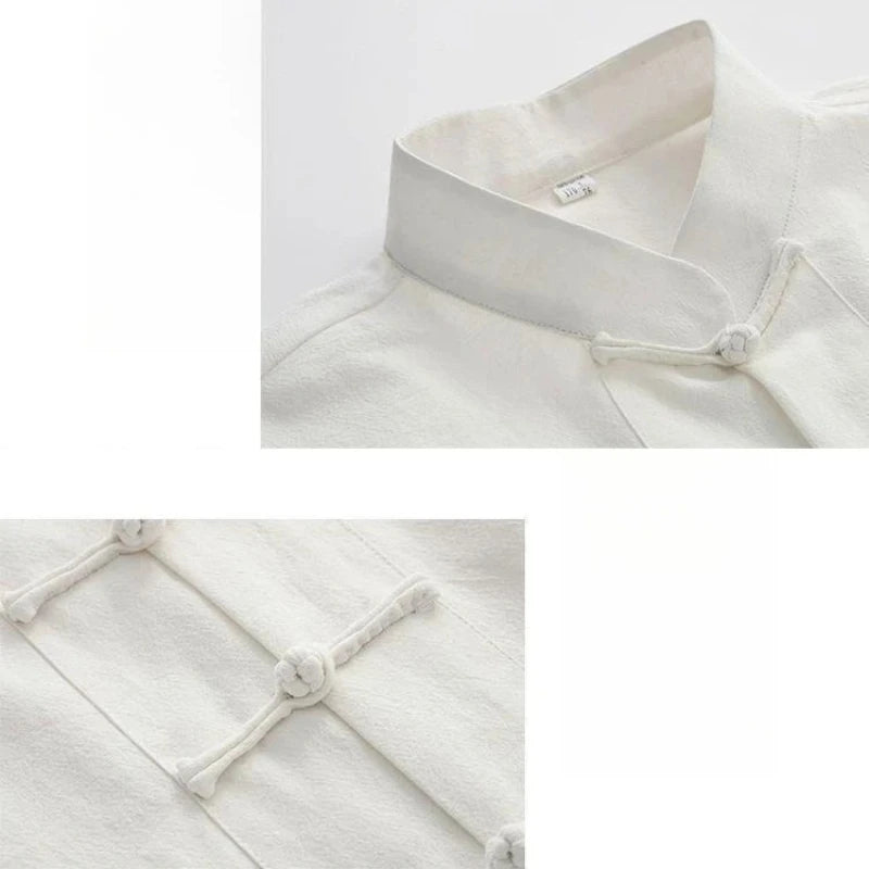 Cotton Linen Long Sleeve Chinese Traditional Tang Suit Outfit - - view 4