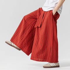 Harajuku Japandi Wide Leg Linen Cotton Trousers (Pants) - Texture | Urban Wear Outsiders