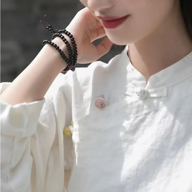 Chinese Style Tang Suit Traditional Clothes Ethnic Long Sleeve Hanfu Linen - view 5