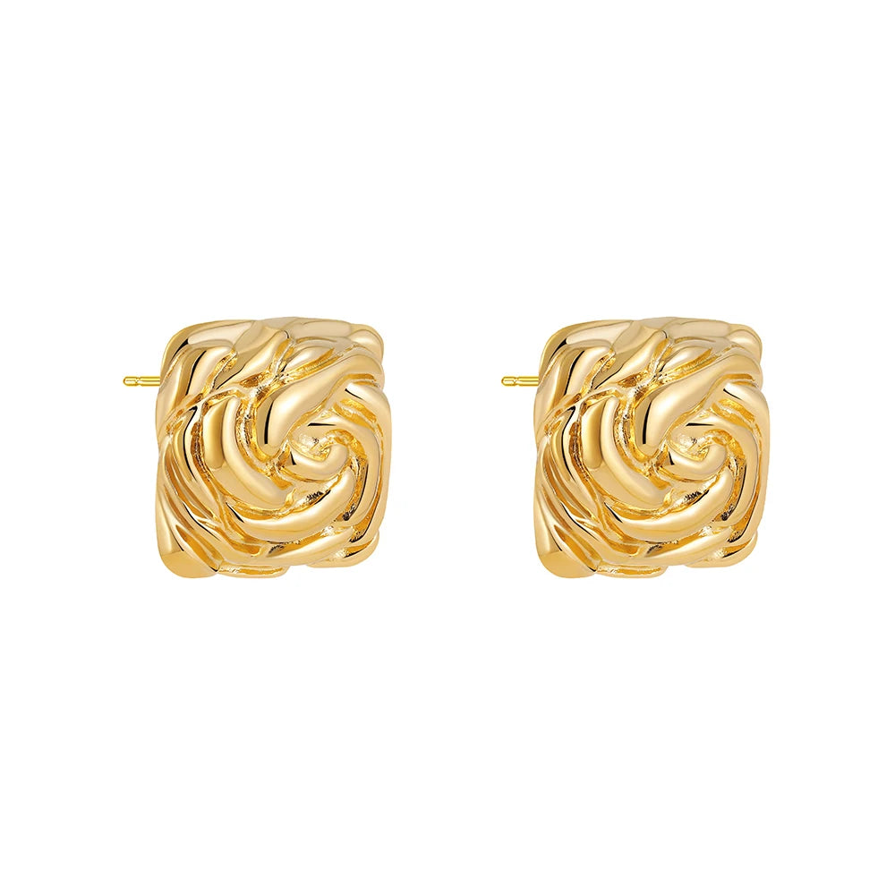 Plated Stainless Steel Hoop Irregular Stud Earring