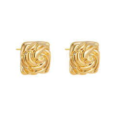 Plated Stainless Steel Hoop Irregular Stud Earring